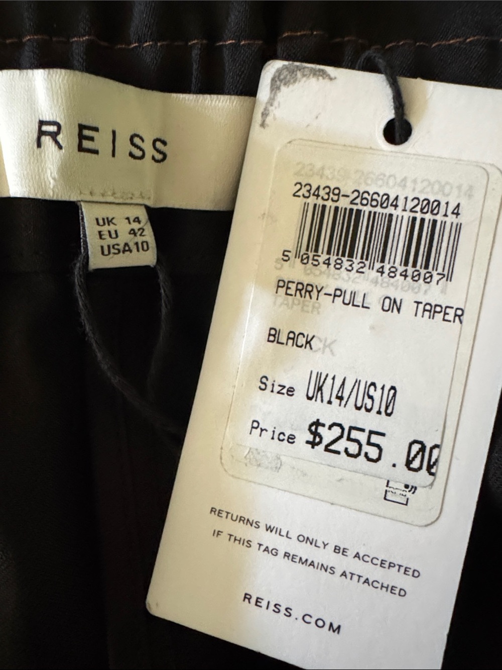 REISS Perry Pull On Tapered Trousers Black - Picture 6 of 11